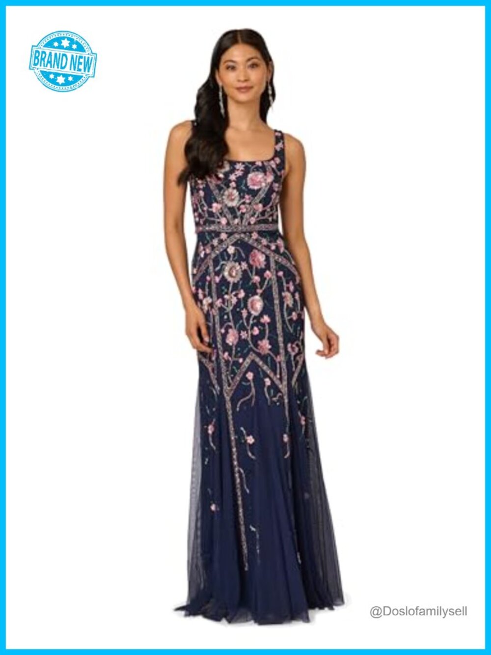 Beaded Embellished Mermaid Long Gown Half Sleeve Formal Evening Dress